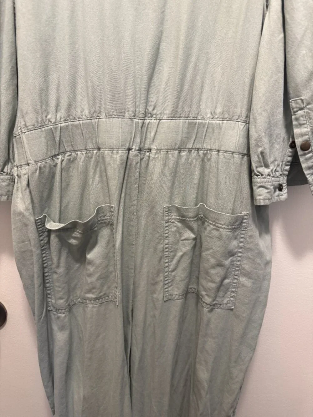 Universal Thread Women Short Sleeve Blue Baggy Cotton Blend Jumpsuit Size 12